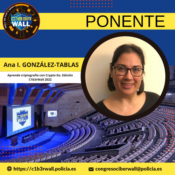 Ana I. González-Tablas. Aprende criptografía con Crypto Go. Edición C1b3rWall 2022.
