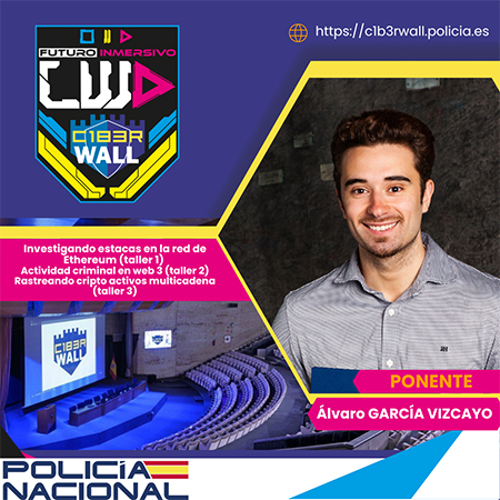 Álvaro García Vizcayo. Investigando estacas en la red de Ethereum (taller 1) Actividad criminal en web 3 (taller 2) Rastreando cripto activos multicadena (taller 3)