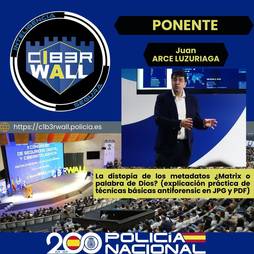 Arce Luzuriaga Juan. La distopía de los metadatos ¿Mátrix o palabra de Dios? (explicación práctica de técnicas básicas antiforensic en JPG y PDF).
